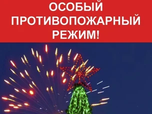 ВНИМАНИЕ!  На территории Нижегородской области  с 26 декабря 2022 года по 9 января 2023 года установлен  «ОСОБЫЙ ПРОТИВОПОЖАРНЫЙ РЕЖИМ».
