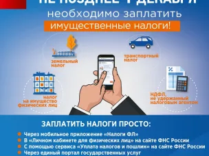 1 декабря 2022 года - срок уплаты имущественных налогов за 2021 год